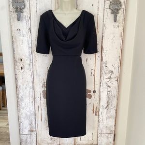 Anne Klein Dress Size 2 Black Sheath Cowl Neck Career Cocktail Party Woman's